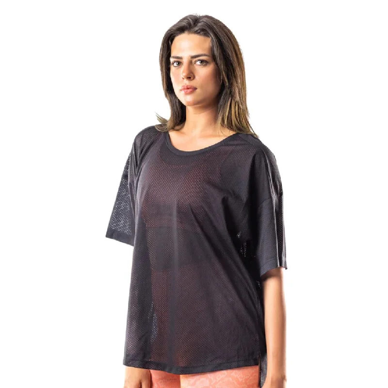 Breathable Mesh T-Shirt Hooded Caped Shawl Collar
