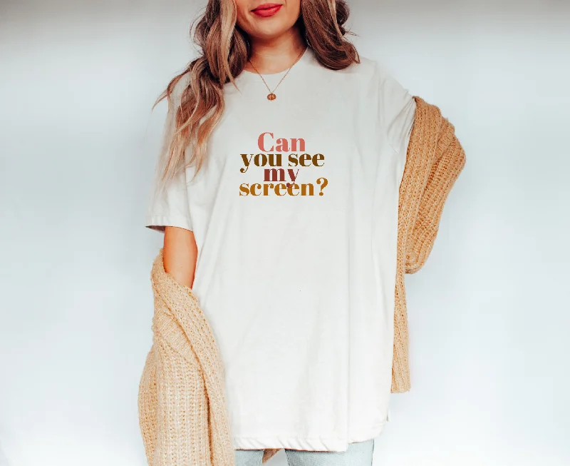 Can You See My Screen? Tee V-Neck T-Shirt Long Sleeve Cotton