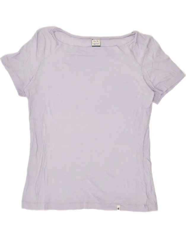 CHAMPION Womens T-Shirt Top UK 14 Large Purple Chenille Fabric Brocade Fabric Lace Fabric
