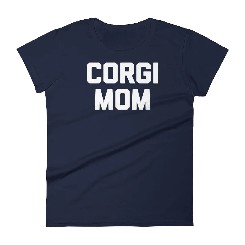 Corgi Mom T-Shirt (Womens) Solid Print Embellished