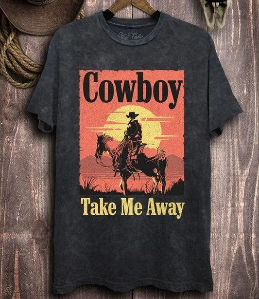 Lotus Fashion Cowboy Take Me Away Graphic Tee Boxy Fit Fitted Loose
