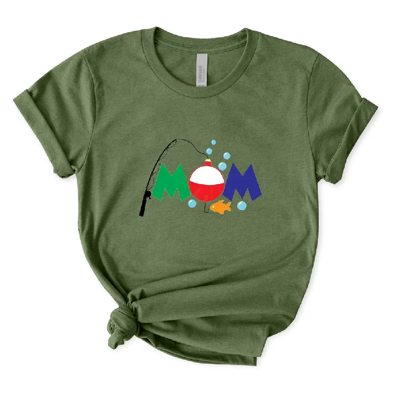 Cute Fishing Mom T-Shirt for Women Print Jacquard Patchwork