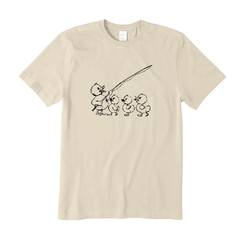 Duck Fishing Together T-Shirt Asymmetrical Pockets Print