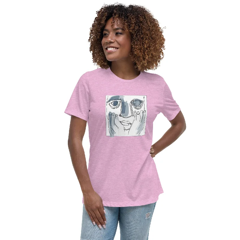 FACES LOOK 4 Women's Relaxed T-Shirt Cashmere Blend Cotton Blend Poly Blend