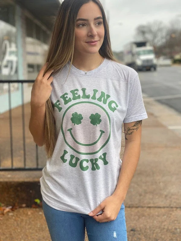Ask Apparel Feeling Lucky Smiley Tee Print Jacquard Patchwork
