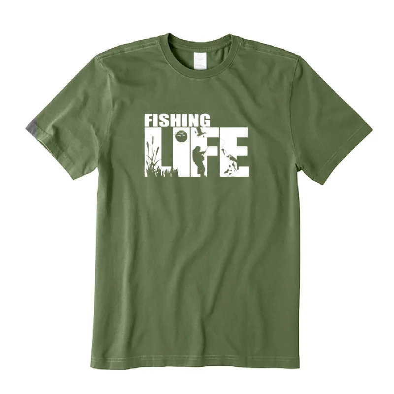 Fishing Life T-Shirt Front Pockets Side Pockets Patch Pockets