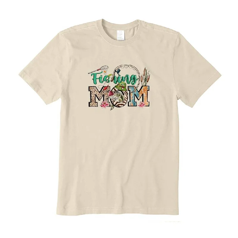 Fishing Mom T-Shirt for Women Welt Pockets Slit Pockets Flap Pockets