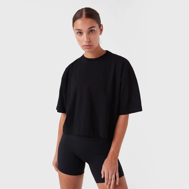 REC GEN - Women's Float Crop Tee - Black Plaid T-Shirt Polka Dot Checkered