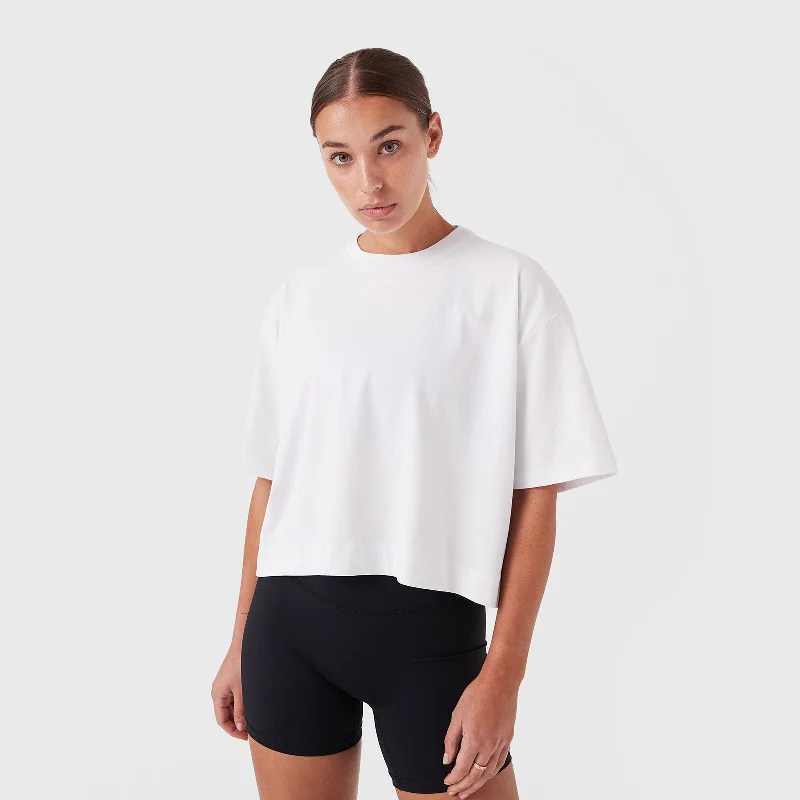 REC GEN - Women's Float Crop Tee - White Chenille Brocade Lace
