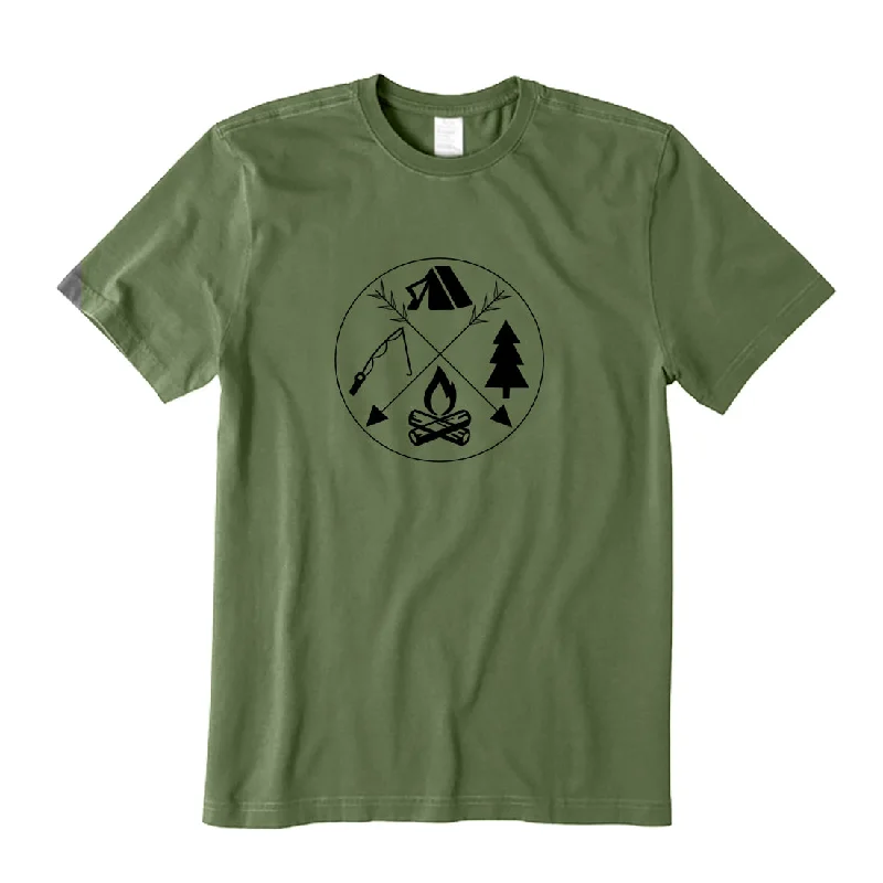 Forest Camp T-Shirt Hooded Caped Shawl Collar