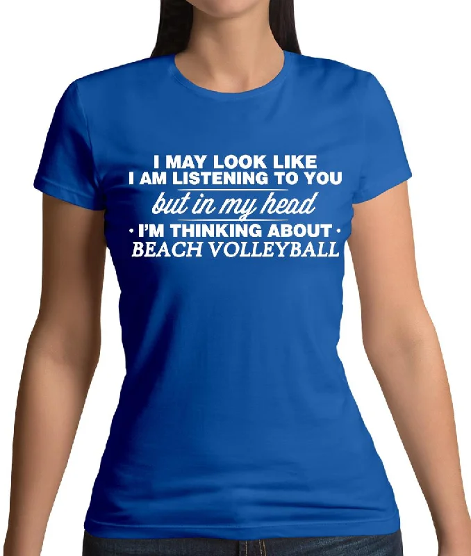 In My Head I'm Beach Volleyball Womens T-Shirt Faux Fur Fabric Real Fur Fabric Shearling Fabric