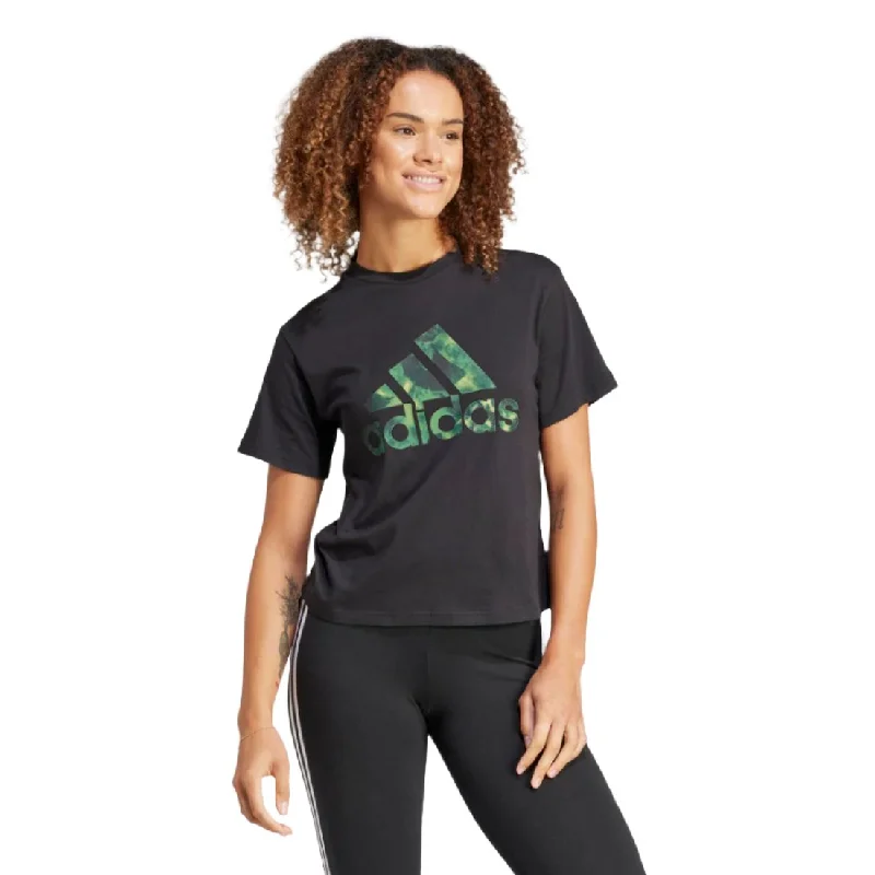 Floral Graphic Big Logo T-Shirt Front Pockets Side Pockets Patch Pockets