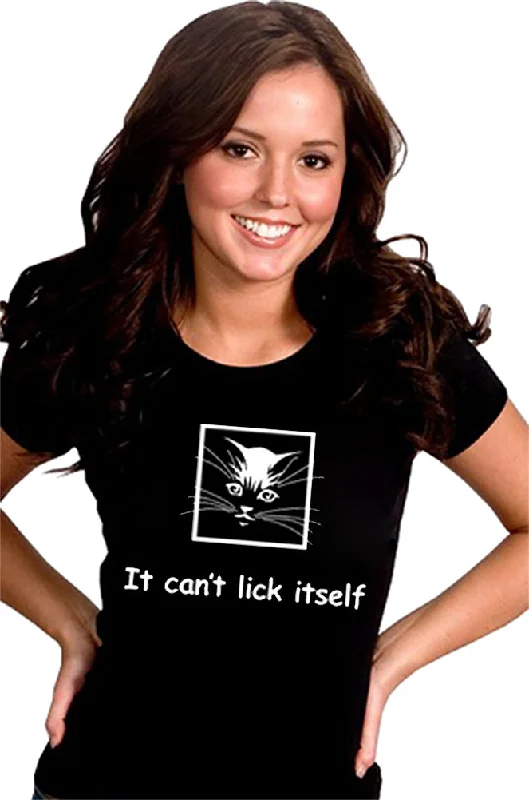 It Can't Lick Itself Girls T-Shirt Mesh Canvas Denim
