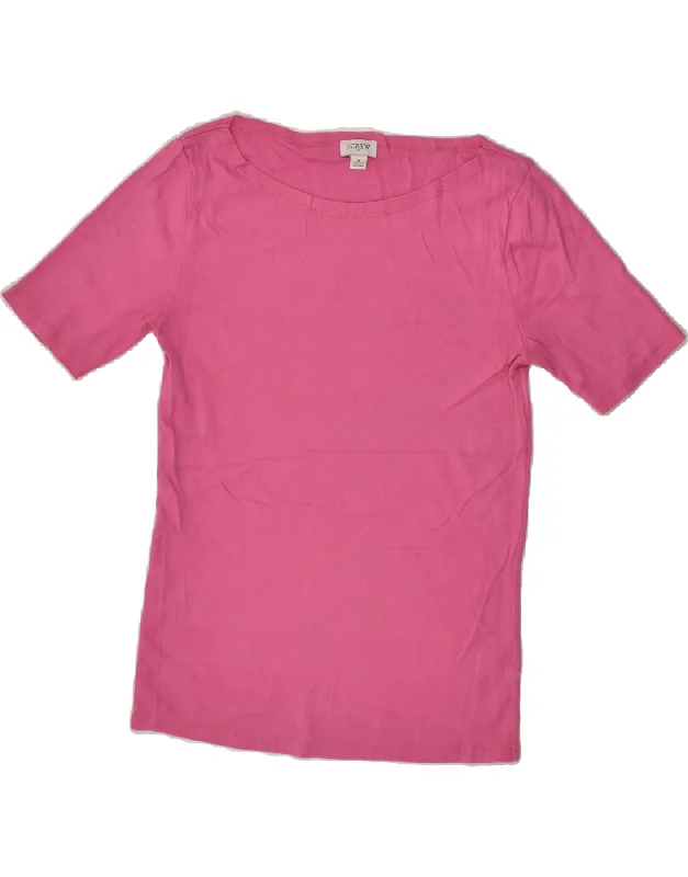 J. CREW Womens T-Shirt Top UK 10 Small Pink Cotton Hooded Caped Shawl Collar