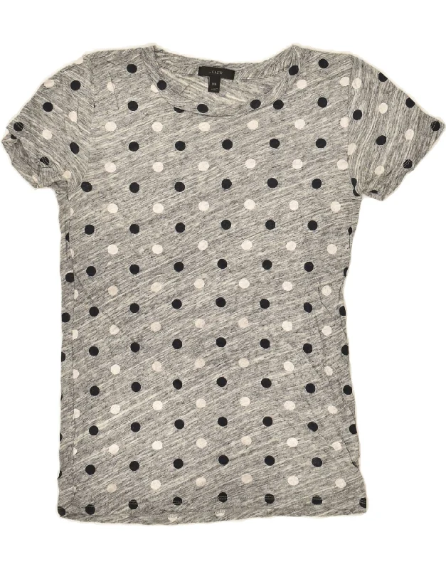 J. CREW Womens T-Shirt Top UK 2 2XS Grey Polka Dot Cotton Anti-Pilling Machine Wash Handmade