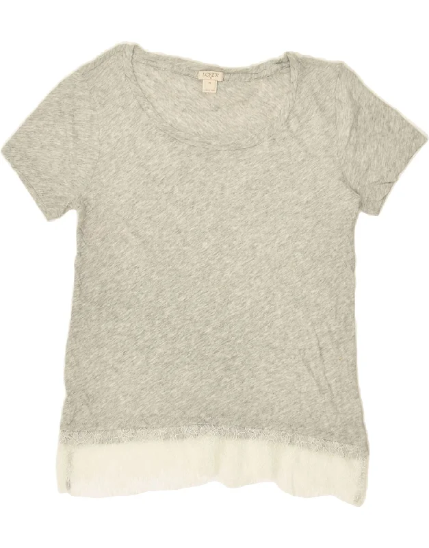 J. CREW Womens T-Shirt Top UK 6 XS Grey Flecked Cotton Casual Formal Business