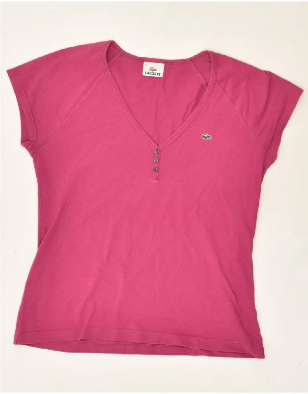 LACOSTE Womens T-Shirt Top Size 44 Large Pink Cotton Chenille Fabric Brocade Fabric Lace Fabric LACOSTE Womens T-Shirt Top Size 44 Large Pink Cotton Chenille Fabric Brocade Fabric Lace Fabric