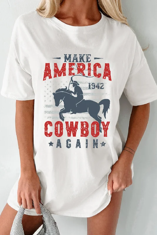 "Make America Cowboy Again" Graphic T-Shirt Cashmere Blend Cotton Blend Poly Blend