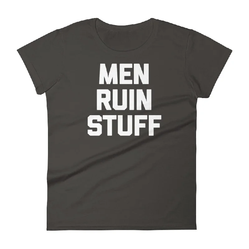 Men Ruin Stuff T-Shirt (Womens) Beaded Sequined Faux Fur