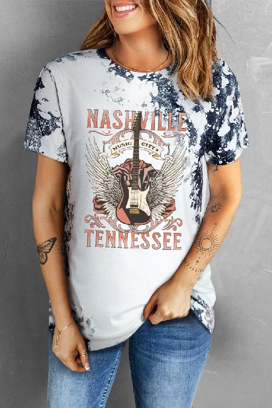 Nashville Guitar Short Sleeve T-Shirt Collared Crew Neck Turtle Neck