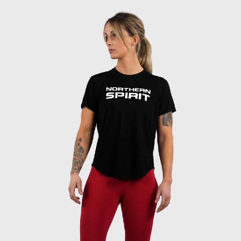 Northern Spirit - Epaulet Women Regular Fit T-Shirt - INK Hooded Caped Shawl Collar