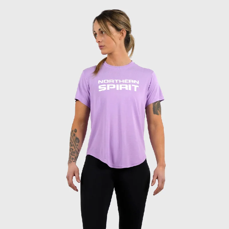 Northern Spirit - Epaulet Women Regular Fit T-Shirt - ORCHID BLOOM Graphic Embroidered Appliqued