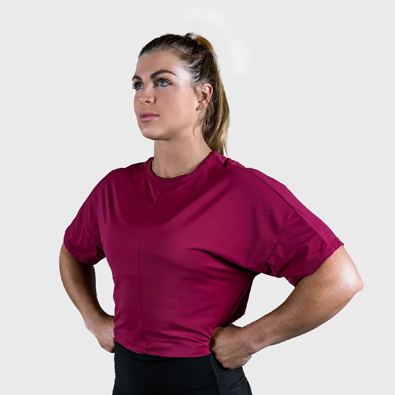 Reebok - Women's Activchill Style T-Shirt - PUNCH BERRY Striped Floral Plaid