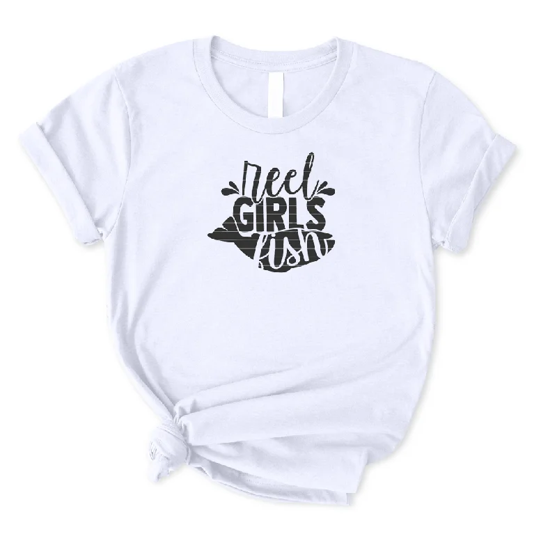 Reel Girls Fish T-Shirt for Women Solid Print Embellished