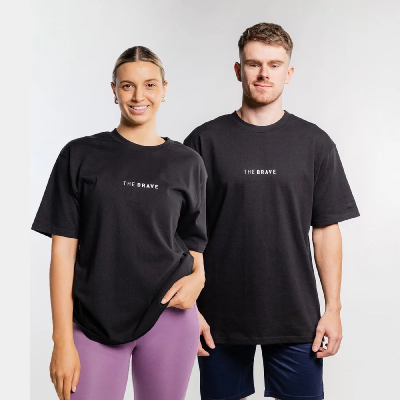 THE BRAVE - LIFESTYLE OVERSIZED T-SHIRT - BLACK/WHITE Print Jacquard Patchwork