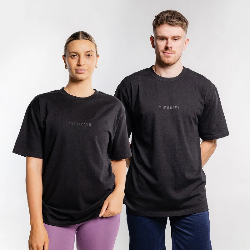 THE BRAVE - LIFESTYLE OVERSIZED T-SHIRT - BLACK Chenille Brocade Lace