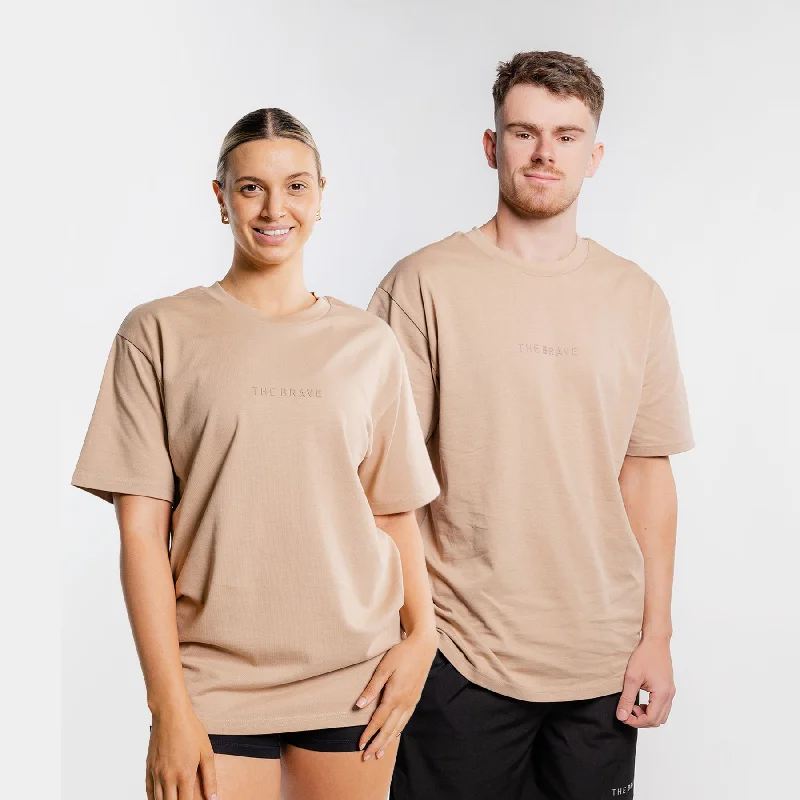 THE BRAVE - LIFESTYLE OVERSIZED T-SHIRT - FAWN Striped Floral Plaid