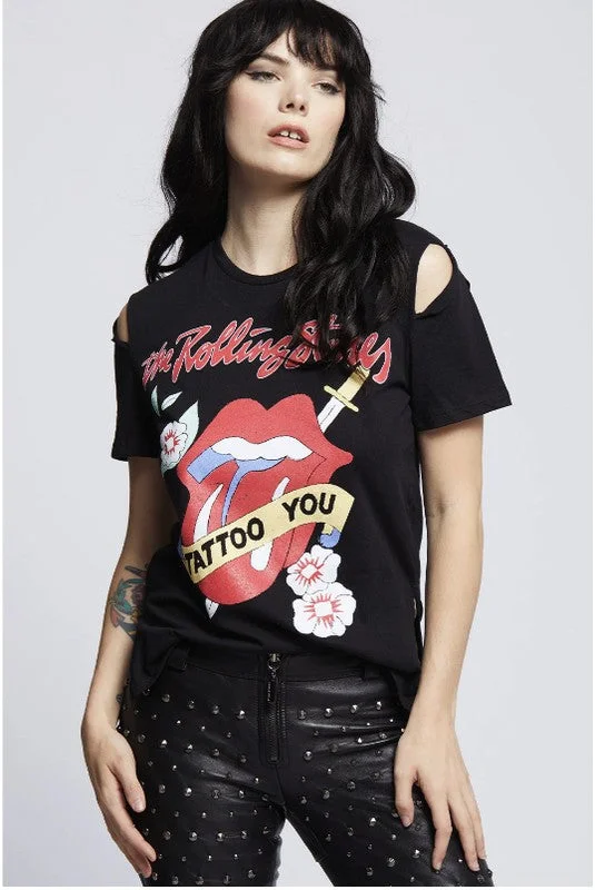Recycled Karma Rolling Stones Slit Sleeve Tee Terry Blend Velvet Blend Canvas Blend