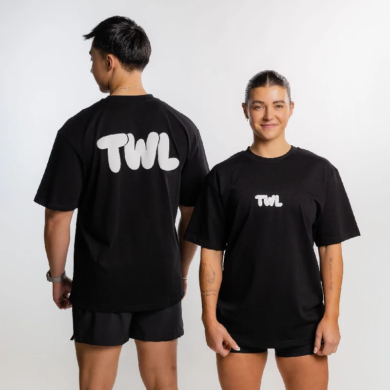 TWL - LIFESTYLE OVERSIZED T-SHIRT - TWL PUFF - BLACK Seamless Knitted Crochet