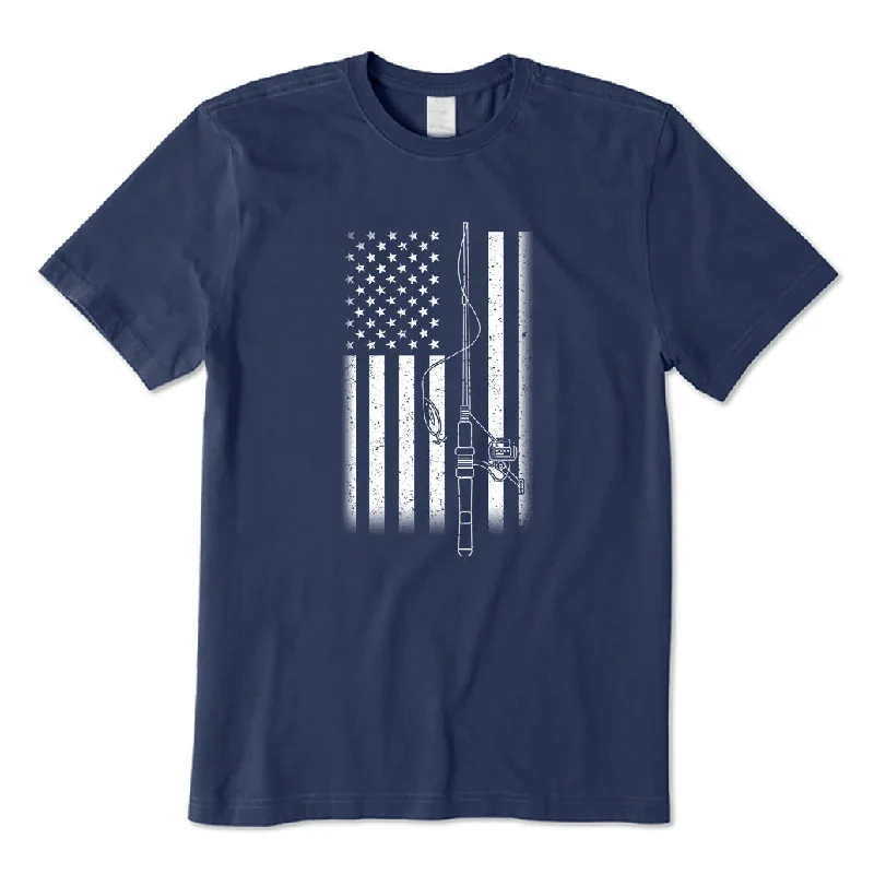 USA Flag Fishing Rod T-Shirt Nylon Fabric Polyester Fabric Spandex Fabric