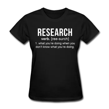 "Research" (white) - Women's T-Shirt Anti-Pilling Machine Wash Handmade