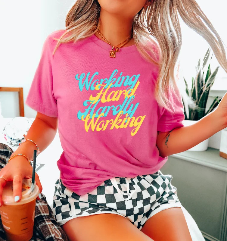 Working Hard Hardly Working Tee Hooded Caped Shawl Collar
