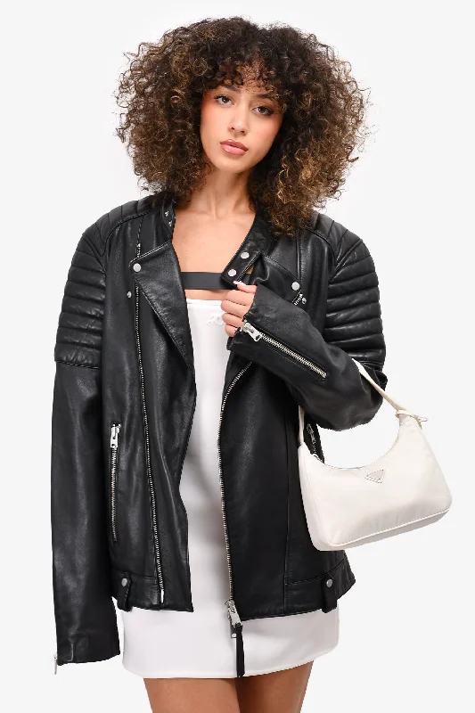 All Saints Black Leather Biker Jacket Size L Men Notch Collar Jacket Peter Pan Collar Jacket Cowl Neck Jacket All Saints Black Leather Biker Jacket Size L Men Notch Collar Jacket Peter Pan Collar Jacket Cowl Neck Jacket