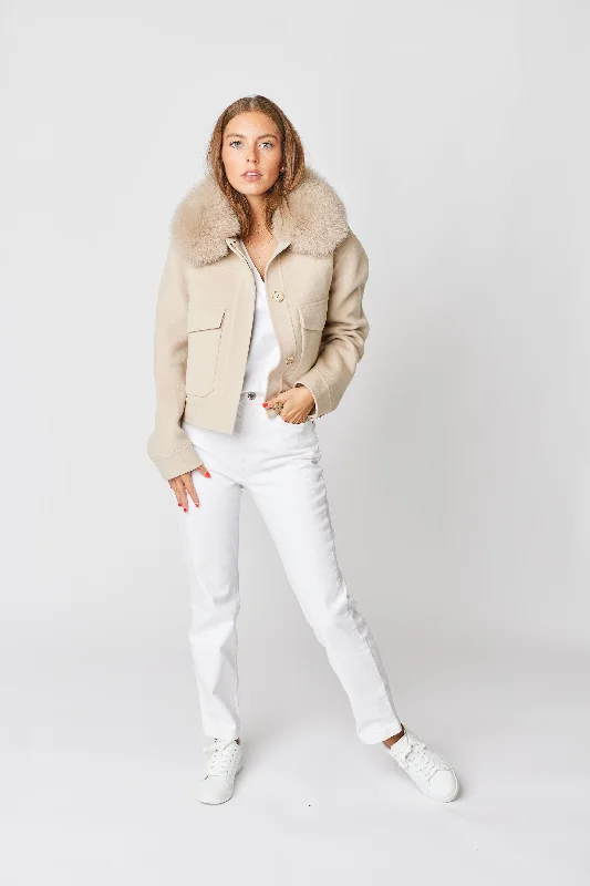 Annabel Cashmere Jacket - Beige Fitted Jacket Loose Jacket Oversized Jacket