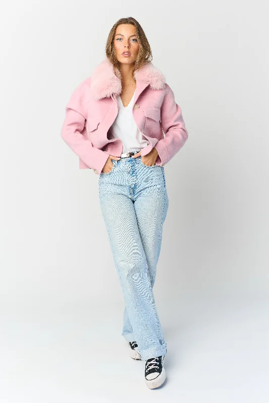 Annabel Cashmere Jacket - Pink Insulated Jacket Fitted Jacket Loose Jacket