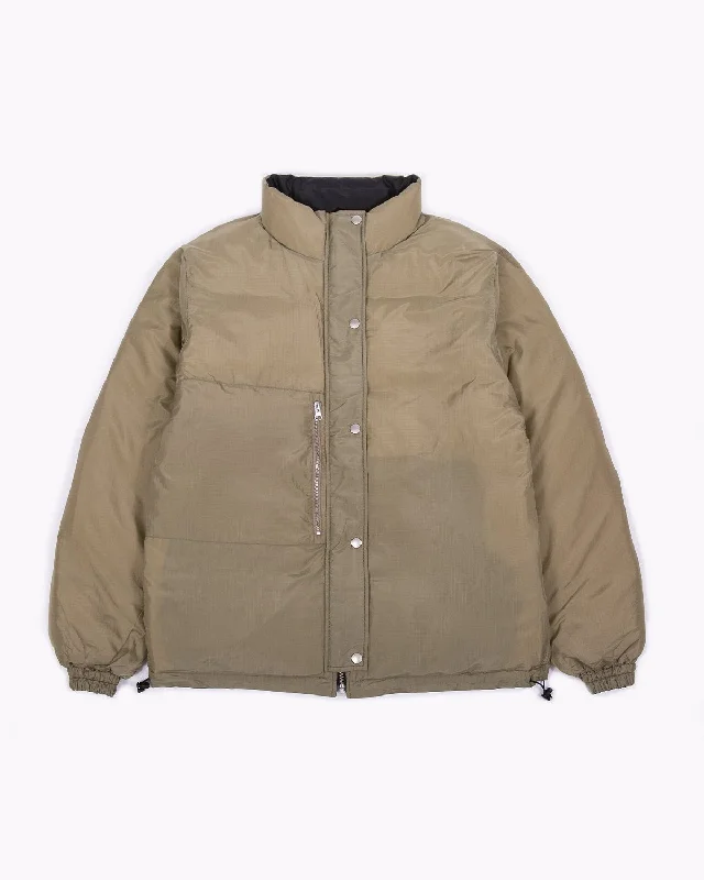 Reversible Puffer Jacket - Black / Moss Faux Fur Jacket Real Fur Jacket Shearling Jacket