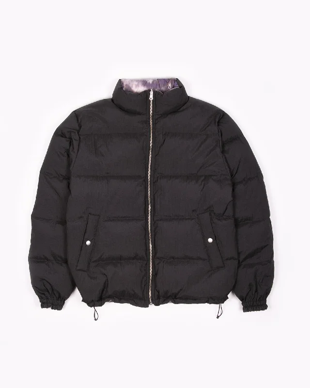 Reversible Puffer Jacket - Black/Purple Ash Dyed Quilted Jacket Puffer Jacket Insulated Jacket