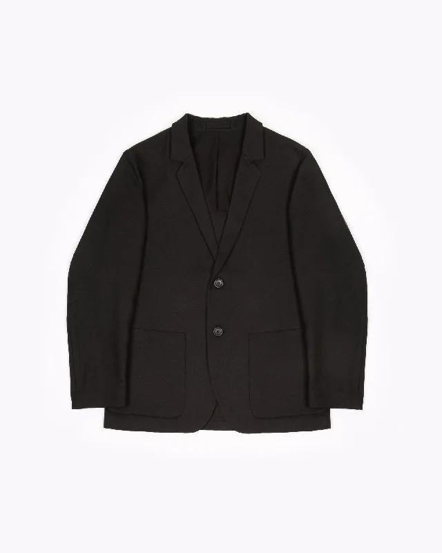 Single Breasted Jacket - Black Sharkskin Anorak Shell Jacket Lightweight Jacket