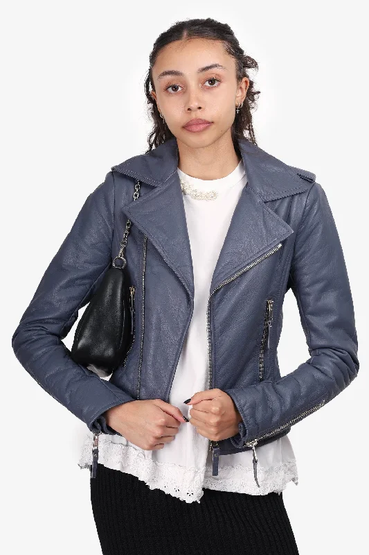 Balenciaga Grey Leather Biker Jacket Size 38 Herringbone Jacket Checkered Jacket Solid Jacket Balenciaga Grey Leather Biker Jacket Size 38 Herringbone Jacket Checkered Jacket Solid Jacket