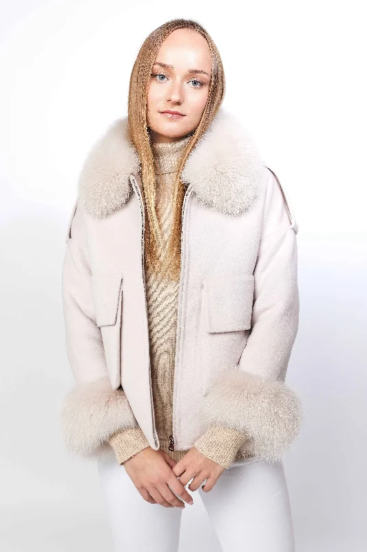 Beausoleil Jacket - Cream Toggled Jacket Drawstring Jacket Belted Jacket
