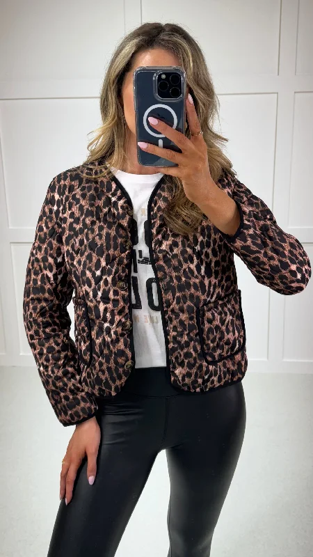 Bianca Black & Beige Leopard Printed Jacket Knit Fabric Woven Fabric Fleece Fabric