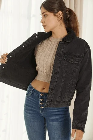 Black Denim Jacket Mesh Jacket Canvas Jacket Denim Jacket