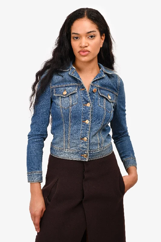 Burberry London Blue Denim Jacket Size 2 US Elasticated Jacket Padded Jacket Insulated Jacket Burberry London Blue Denim Jacket Size 2 US Elasticated Jacket Padded Jacket Insulated Jacket