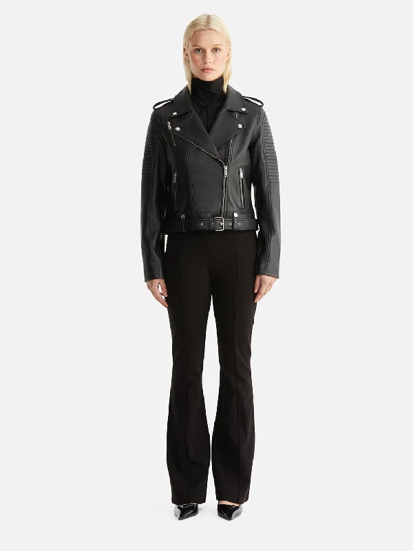 Classic Biker Jacket 2.0 - Black Fleece Jacket Down Jacket Feather Jacket