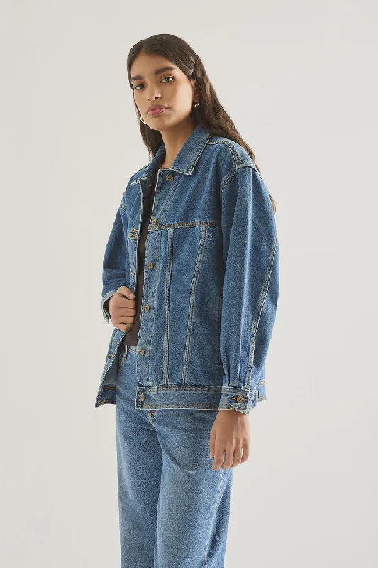 Eddie Jacket - Moment Mid Blue Faux Fur Fabric Real Fur Fabric Shearling Fabric