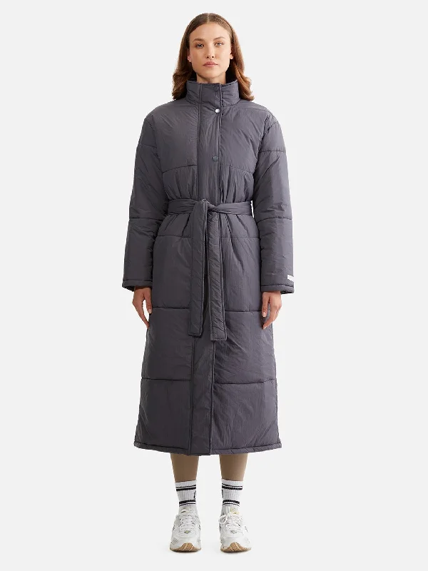 Elodie Oversized Puffer Jacket - Gunmetal Mesh Jacket Canvas Jacket Denim Jacket